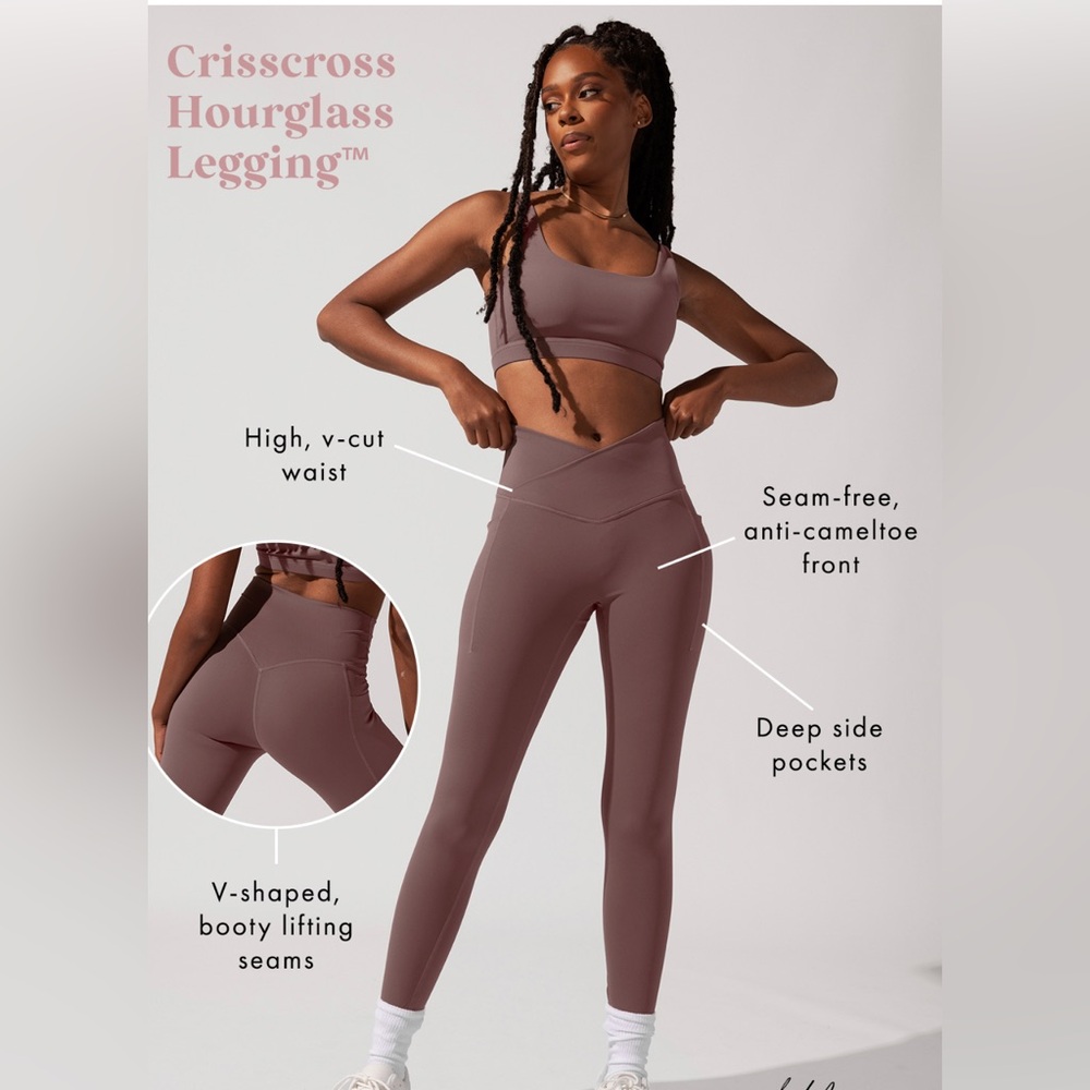 🆕 POPFLEX Crisscross Hourglass® Leggings with Pockets - Black NWOT